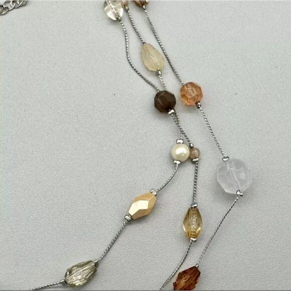 Lia Sophia Necklace Bellini Earth Tone Beaded Layered Triple Strand 18 Inch NWOT - Picture 7 of 8